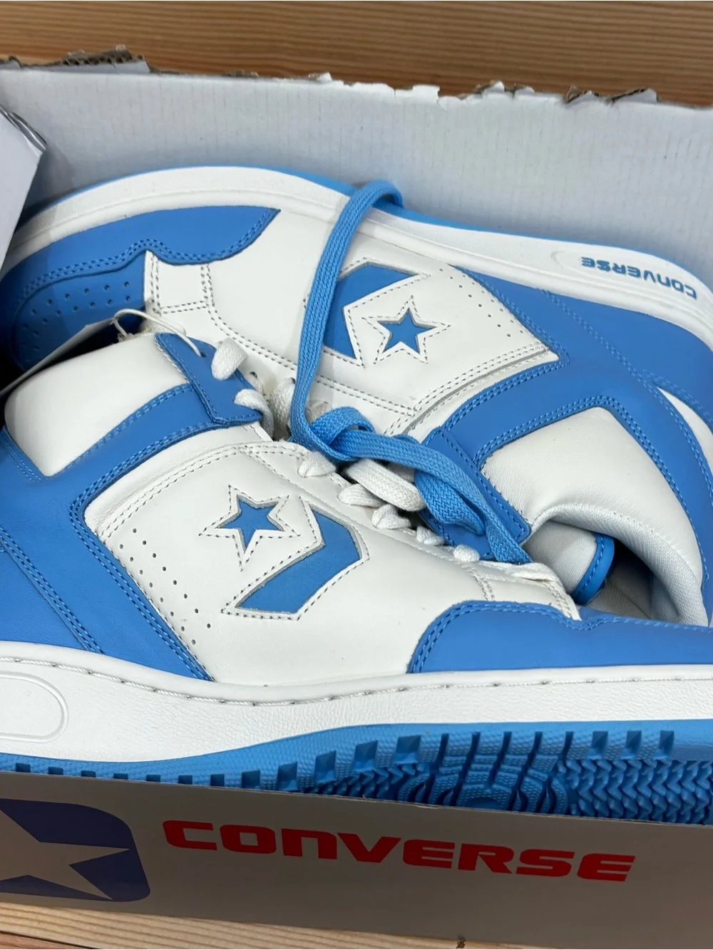 Converse Weapon Mid Light Blue Leather Basketball “UNC” Shoes A10597C Mens 10
